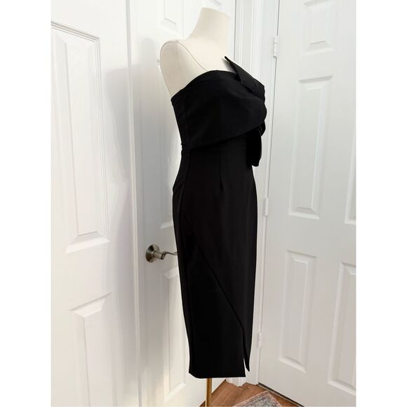 Bianca and Bridgett Black Twist Bow Front Strapless Sheath Dress Size 6 NWT - Picture 2 of 5